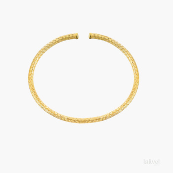 Bransoletka sztywna srebrna pozłacana  z plecionym wzorem – srebro 925 pozłacane 18K