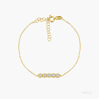 Srebrna pozłacana bransoletka  z pięcioma cyrkoniami