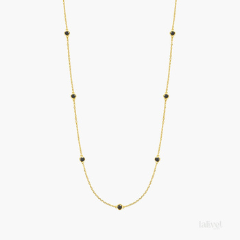 Srebrny pozłacany naszyjnik z czarnymi cyrkoniami