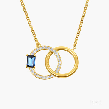 Srebrny pozłacany naszyjnik koła z szafirem