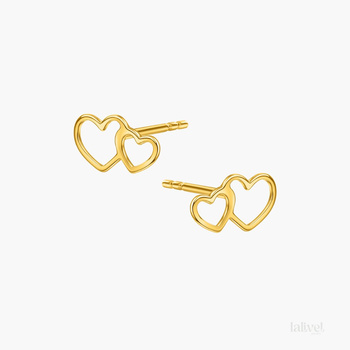 Srebrne pozłacane kolczyki podwójne serca