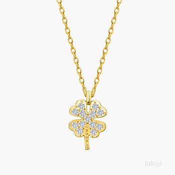 Srebrny pozłacany naszyjnik z koniczynką