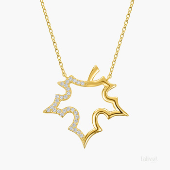 Srebrny pozłacany naszyjnik z motywem liścia